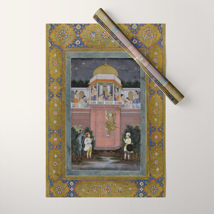 Prince Climbing Tower Manuscript Mughal India Wrapping Paper Gallery Image 1