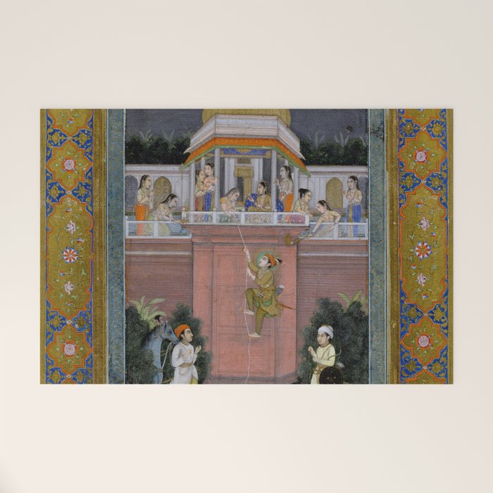 Prince Climbing Tower Manuscript Mughal India Welcome Mat Gallery Image 1