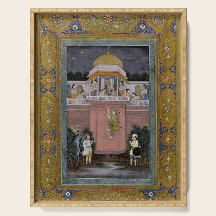 Prince Climbing Tower Manuscript Mughal India Serving Tray Gallery Image 1