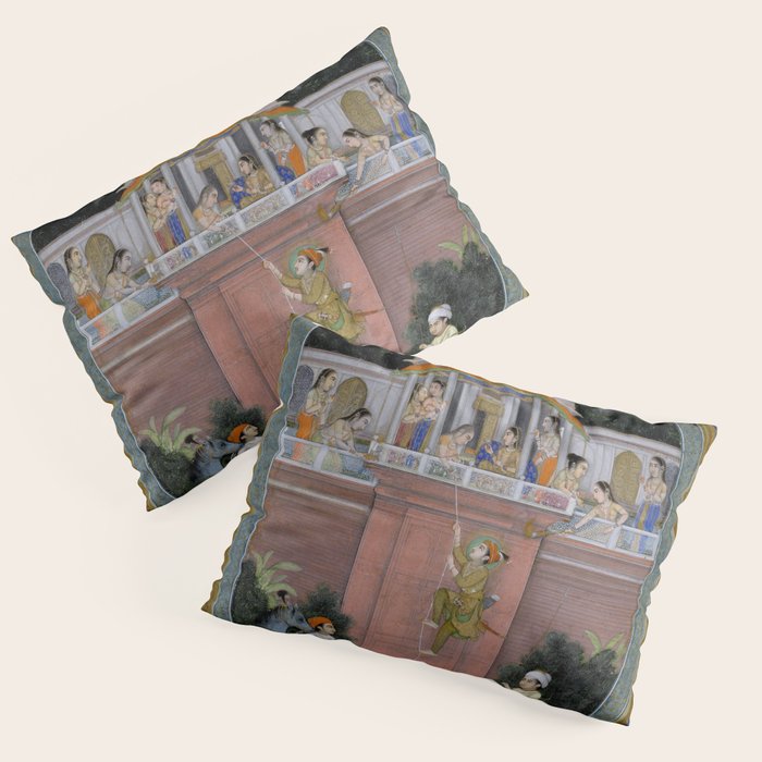 Prince Climbing Tower Manuscript Mughal India Pillow Sham Gallery Image 1