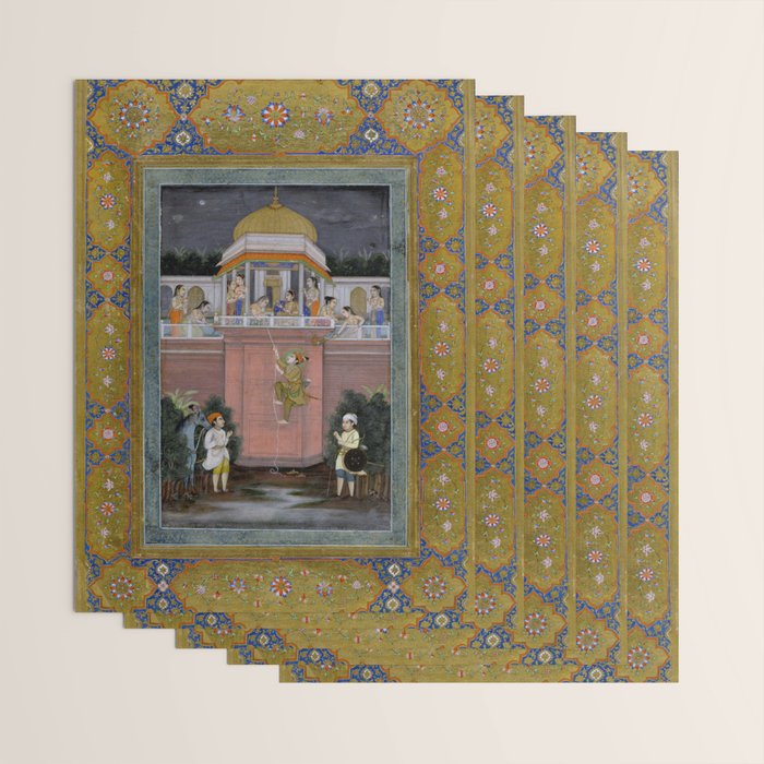 Prince Climbing Tower Manuscript Mughal India Wrapping Paper Gallery Image 3
