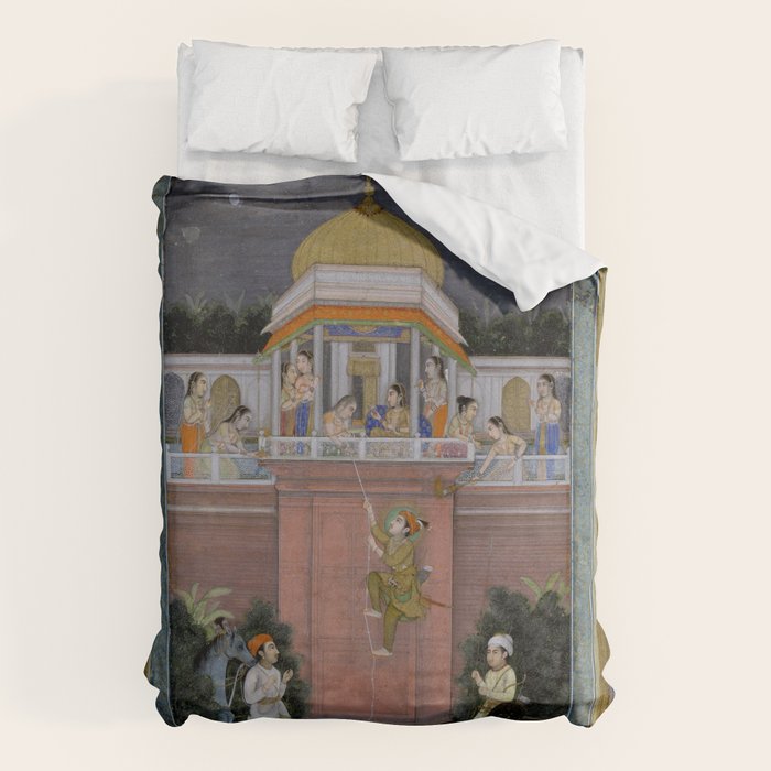 Prince Climbing Tower Manuscript Mughal India Duvet Cover Gallery Image 6