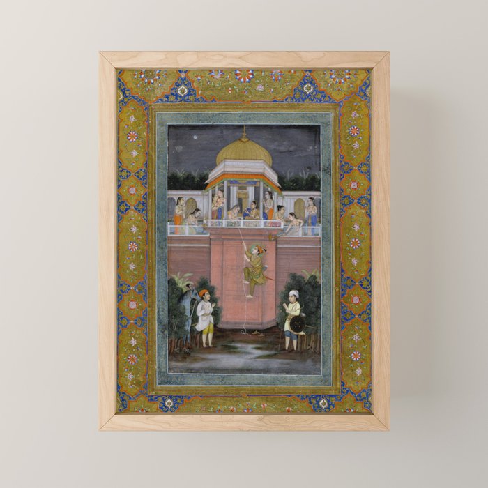 Prince Climbing Tower Manuscript Mughal India Mini Art Print Gallery Image 1