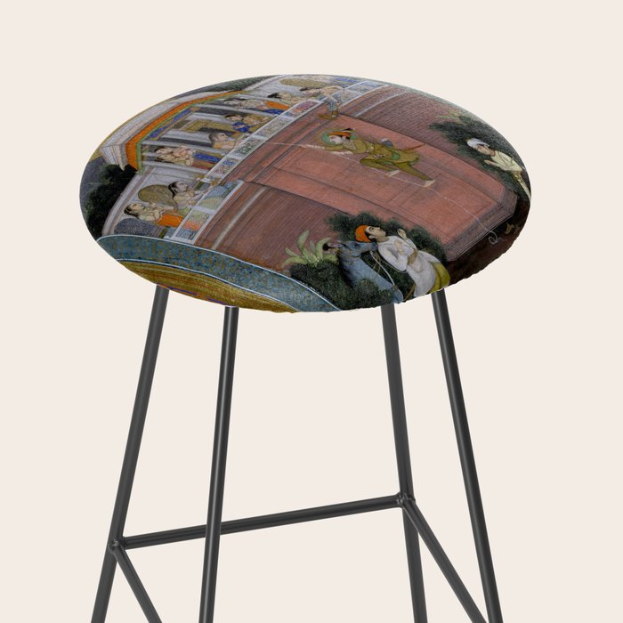 Prince Climbing Tower Manuscript Mughal India Stool Gallery Image 2