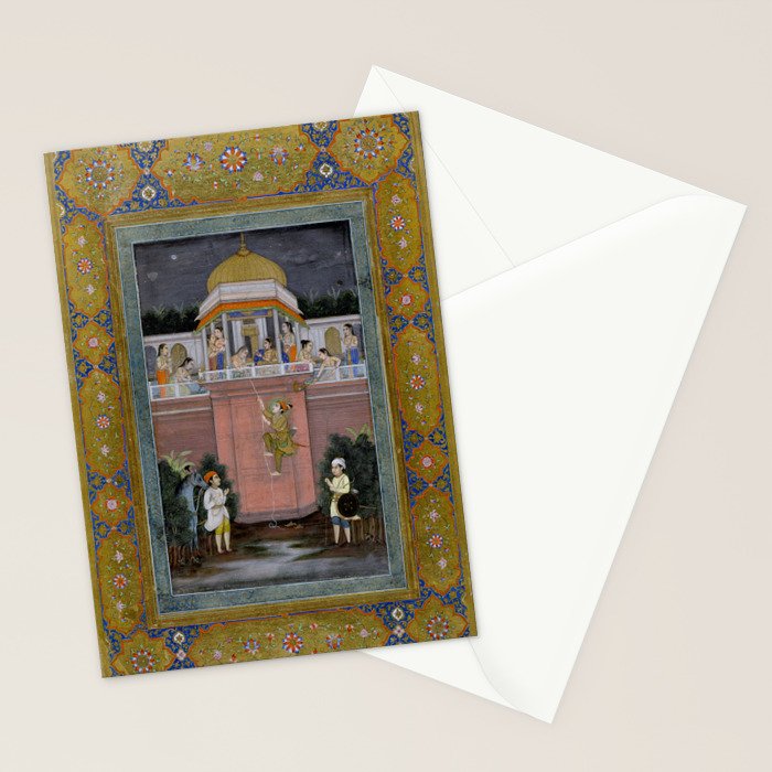 Prince Climbing Tower Manuscript Mughal India Stationery Card Gallery Image 2