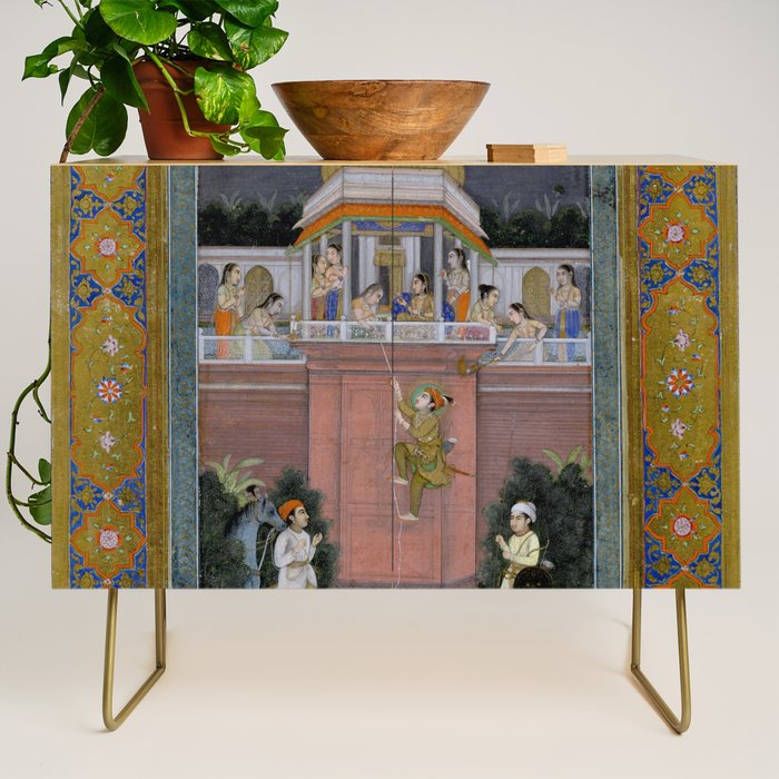 Prince Climbing Tower Manuscript Mughal India Credenza Gallery Image 1
