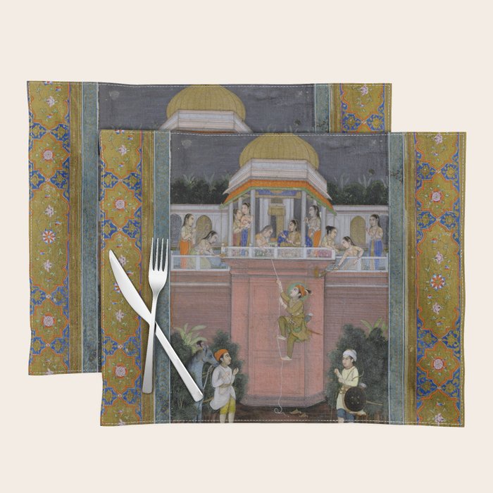 Prince Climbing Tower Manuscript Mughal India Placemat Gallery Image 1