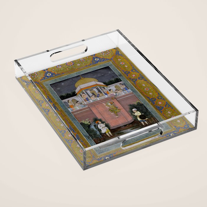Prince Climbing Tower Manuscript Mughal India Acrylic Tray Gallery Image 1