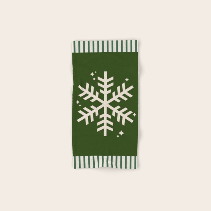 Snowflake Green Striped Bath Towel Gallery Image 1