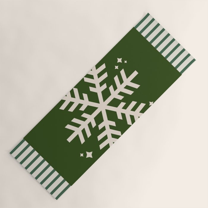 Snowflake Green Striped Yoga Mat Gallery Image 1