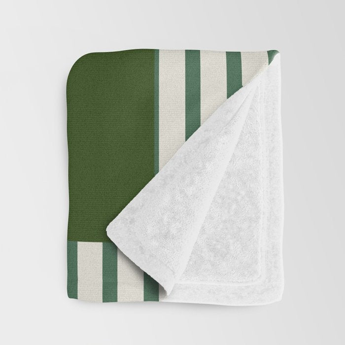 Snowflake Green Striped Throw Blanket Gallery Image 3