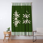 Snowflake Green Striped Window Curtain Gallery Image 5