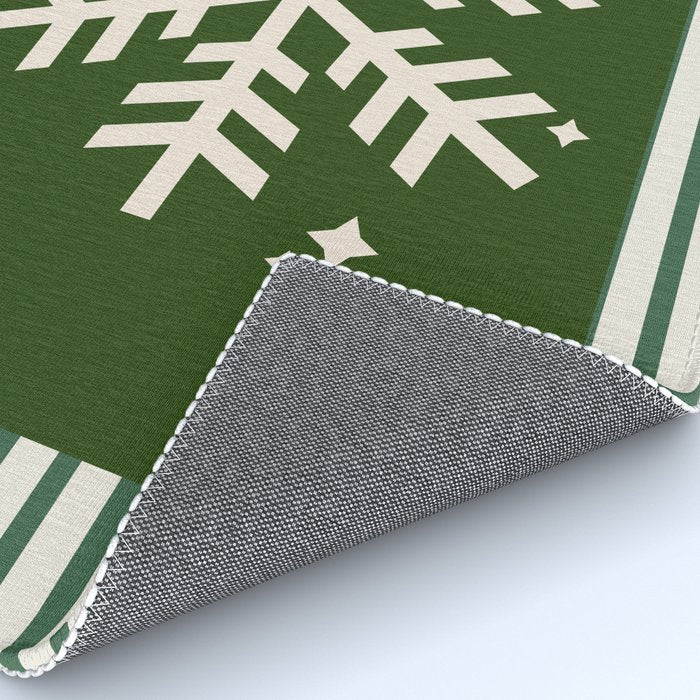 Snowflake Green Striped Rug Gallery Image 4