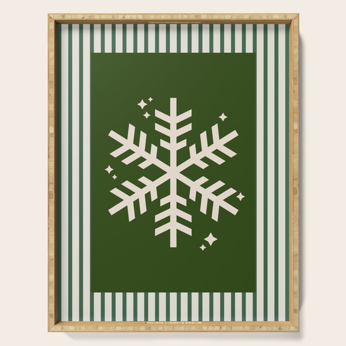 Snowflake Green Striped Serving Tray Gallery Image 1