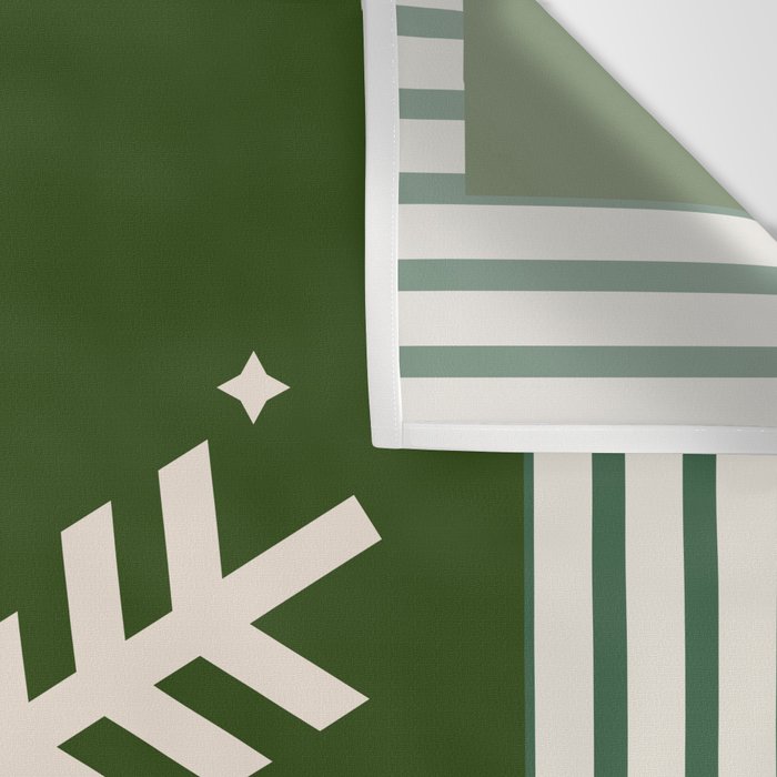 Snowflake Green Striped Wall Tapestry Gallery Image 3