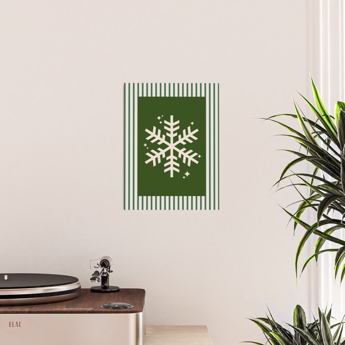 Snowflake Green Striped Poster Gallery Image 2