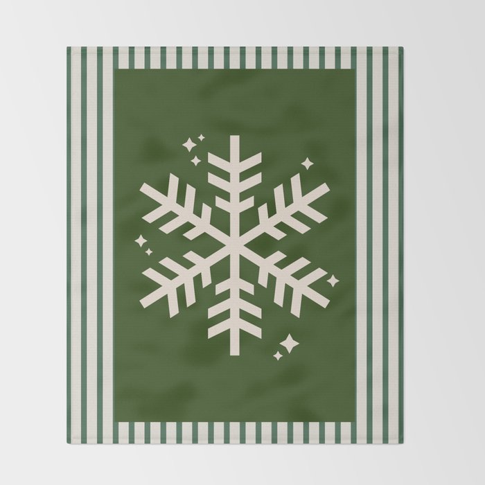 Snowflake Green Striped Throw Blanket Gallery Image 2