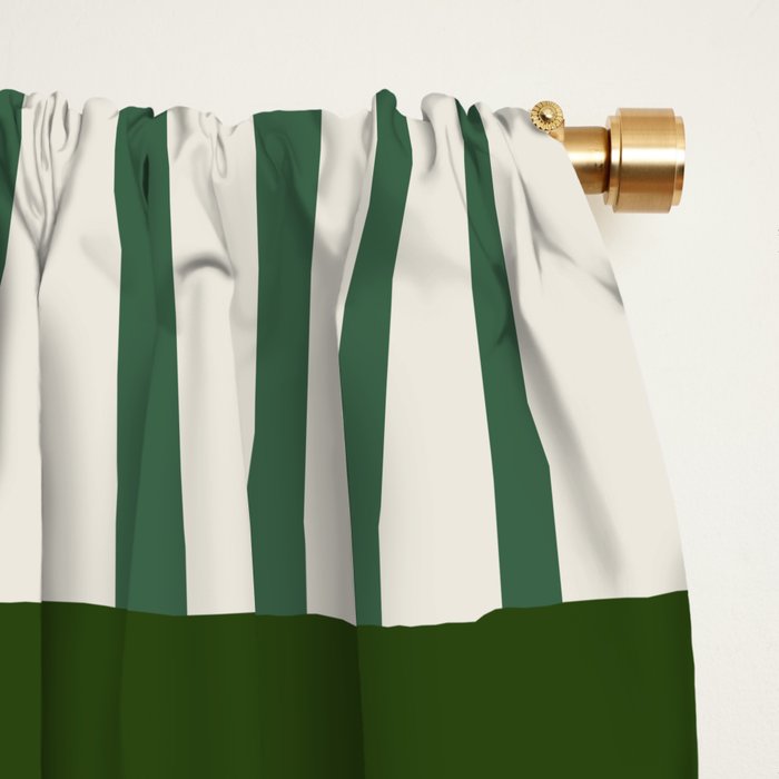 Snowflake Green Striped Window Curtain Gallery Image 2