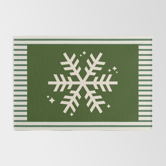 Snowflake Green Striped Rug Gallery Image 2