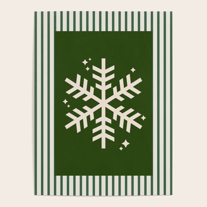 Snowflake Green Striped Poster Gallery Image 1