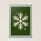 Snowflake Green Striped Stationery Card Gallery Image 2