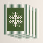 Snowflake Green Striped Wrapping Paper Gallery Image 3