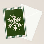 Snowflake Green Striped Stationery Card Gallery Image 2