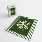 Snowflake Green Striped Jigsaw Puzzle Gallery Image 2