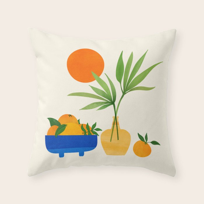 Sunny Fruit Bowl / Tropical Fruit Series Throw Pillow Gallery Image 1