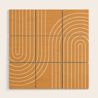 Minimal Line Curvature XII Orange Mid Century Modern Arch Abstract Wood Wall Art Gallery Image 1