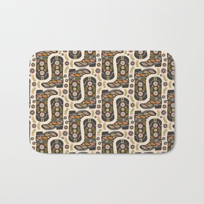 Cowboy boots and flowers Bath Mat Gallery Image 1