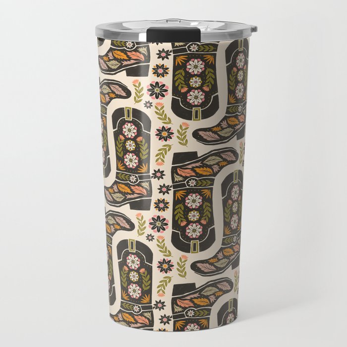Cowboy boots and flowers Travel Mug Gallery Image 1