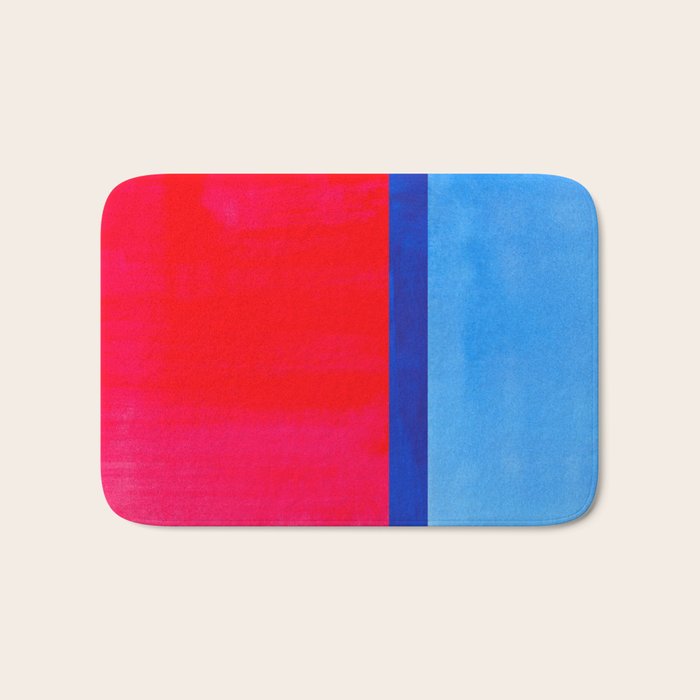 Cerulean Blue Red  Bath Mat Gallery Image 1