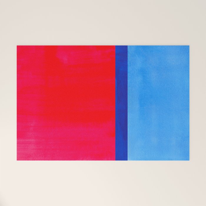 Cerulean Blue Red  Welcome Mat Gallery Image 1