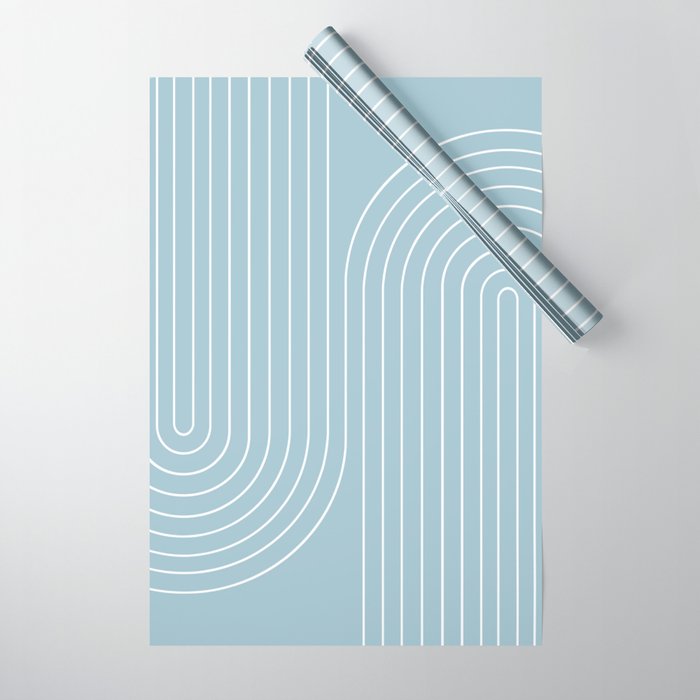 Minimal Line Curvature XCVII Sky Blue Wrapping Paper Gallery Image 1