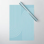 Minimal Line Curvature XCVII Sky Blue Wrapping Paper Gallery Image 1