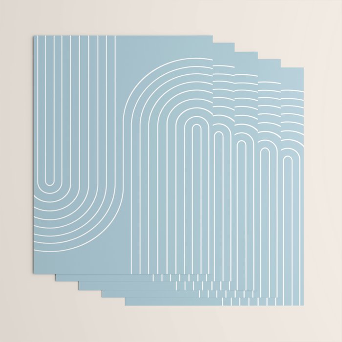 Minimal Line Curvature XCVII Sky Blue Wrapping Paper Gallery Image 3