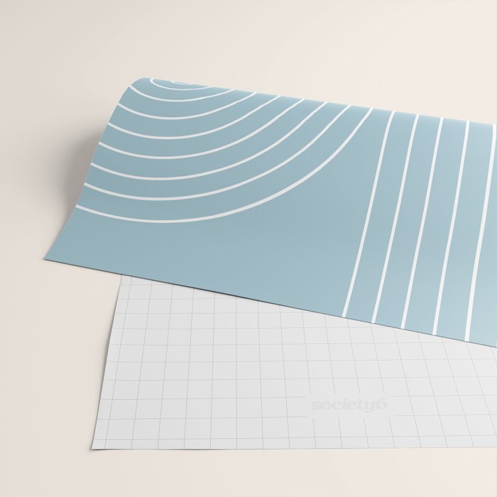Minimal Line Curvature XCVII Sky Blue Wrapping Paper Gallery Image 2
