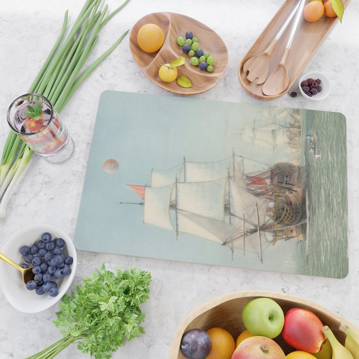 Vintage Ship Art Cutting Board Gallery Image 2