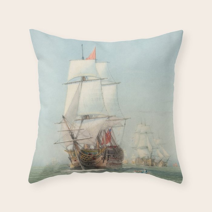 Vintage Ship Art Throw Pillow Gallery Image 6