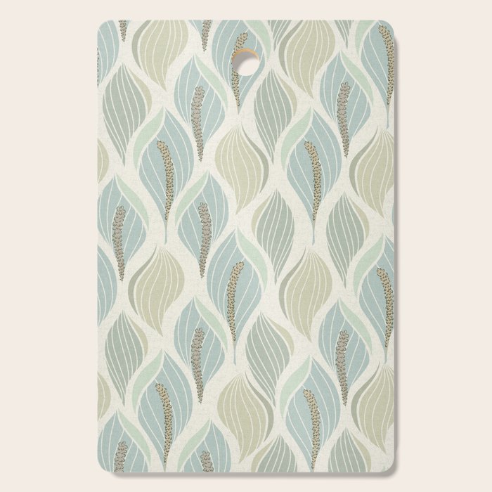 Minimalistic flow Peace lily soft green pattern Cutting Board Gallery Image 1