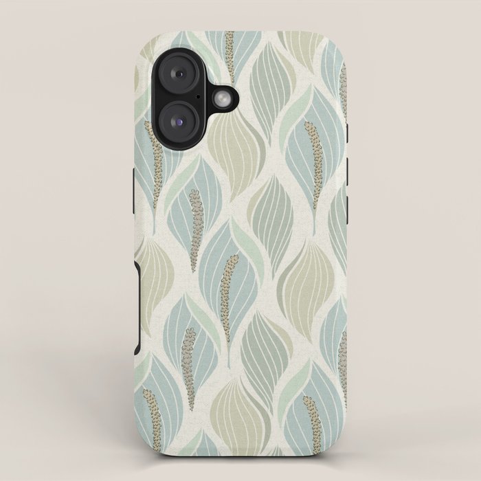 Minimalistic flow Peace lily soft green pattern iPhone Case Gallery Image 1
