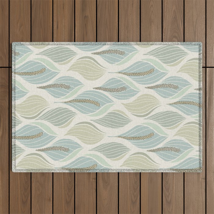 Minimalistic flow Peace lily soft green pattern Outdoor Rug Gallery Image 1
