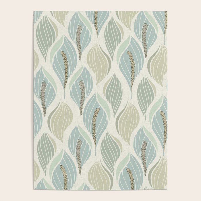 Minimalistic flow Peace lily soft green pattern Poster Gallery Image 4