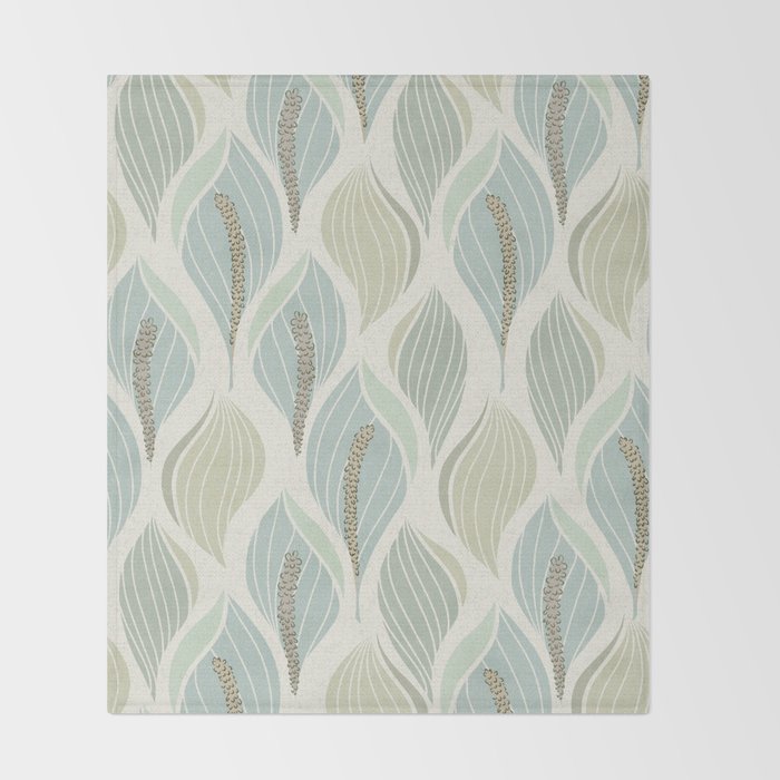 Minimalistic flow Peace lily soft green pattern Throw Blanket Gallery Image 2