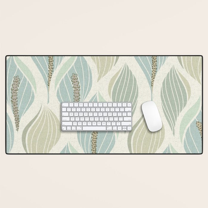 Minimalistic flow Peace lily soft green pattern Desk Mat Gallery Image 1