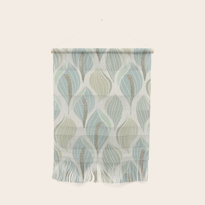 Minimalistic flow Peace lily soft green pattern Wall Hanging Gallery Image 1