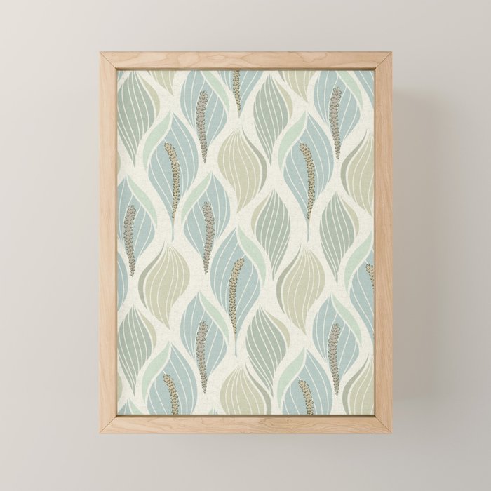 Minimalistic flow Peace lily soft green pattern Mini Art Print Gallery Image 1