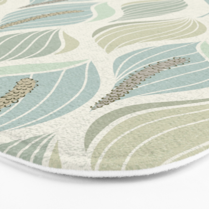 Minimalistic flow Peace lily soft green pattern Bath Mat Gallery Image 3