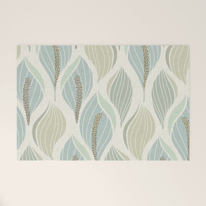 Minimalistic flow Peace lily soft green pattern Welcome Mat Gallery Image 1